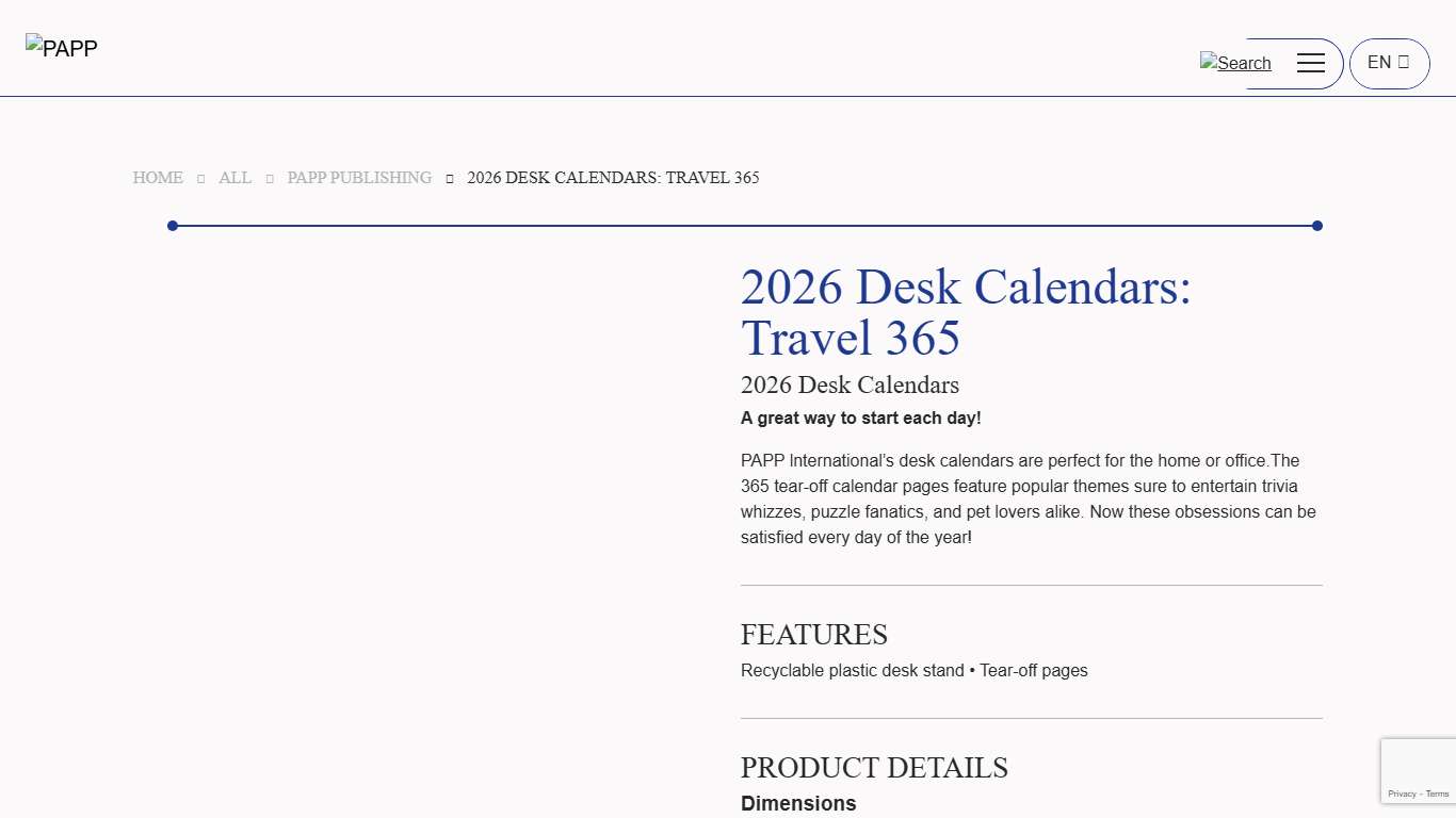 2026 Desk Calendars: Travel 365 – PAPP International
