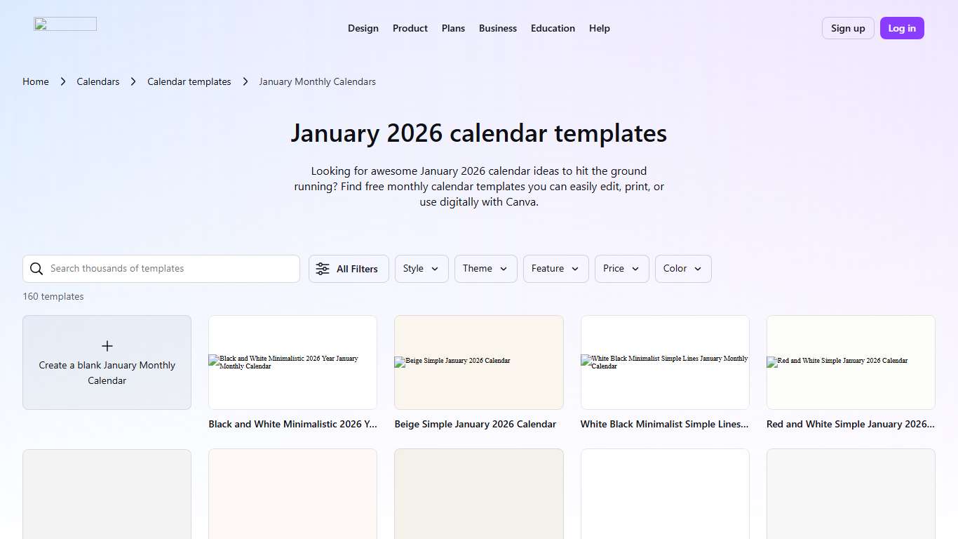 Free and editable January 2026 calendar templates Canva